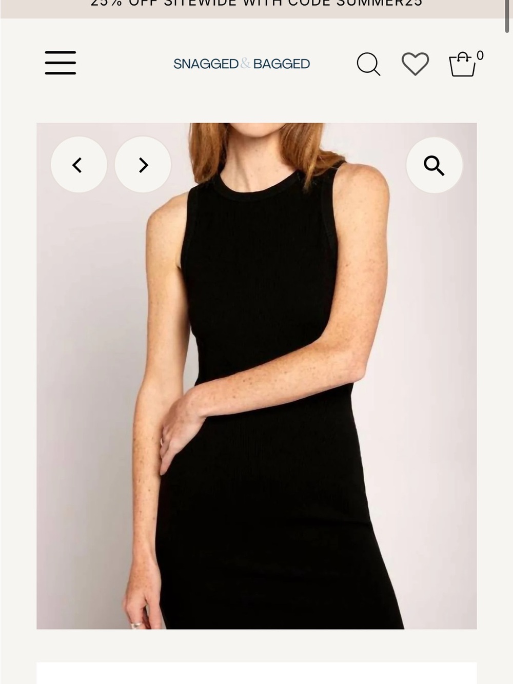 Current/Elliott Black Sleeveless Ribbed Midi Tank Dress